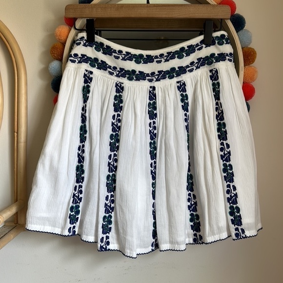 Tory Burch Alexandria Cotton Embroidered Beaded Flowy Summer Skirt - Picture 2 of 11
